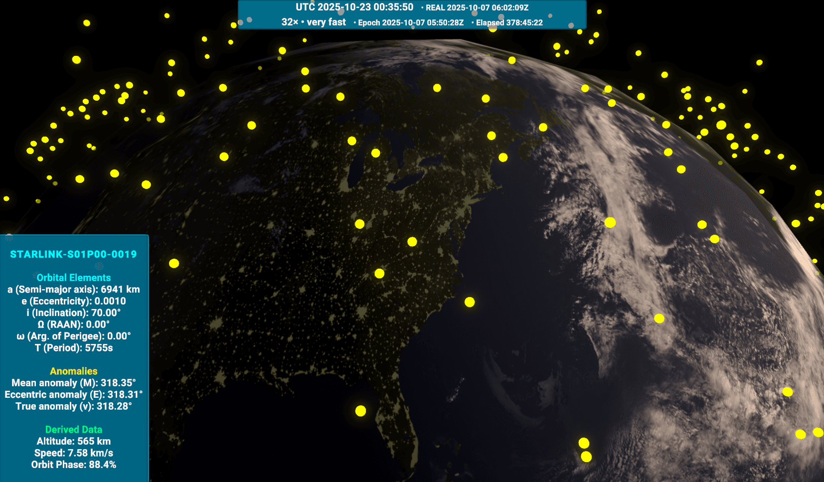 Starlink orbital simulation view